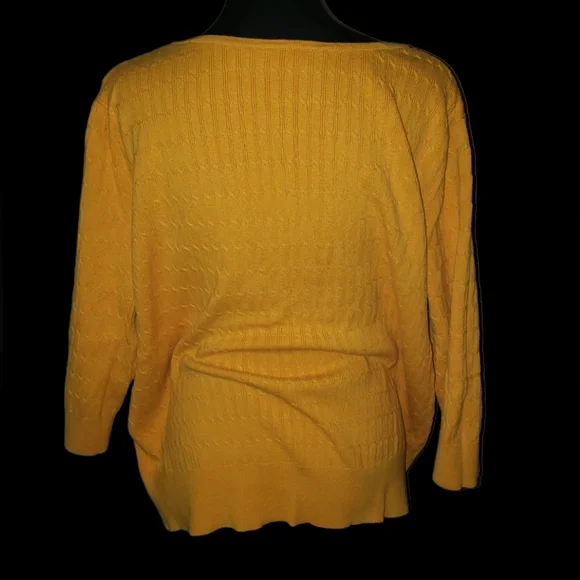 💖👄Croft and Barrow Long Sleeve Yellow Sweater Knit Top (Size3X) - Picture 3 of 15